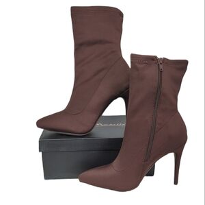 Fashion High Heeled Brown Booties Boots sz 9